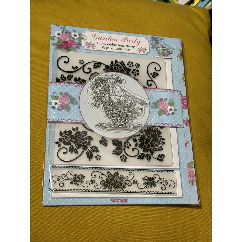 Garden Party Embossing stamp paper set bird flower tea cup Card Making Co